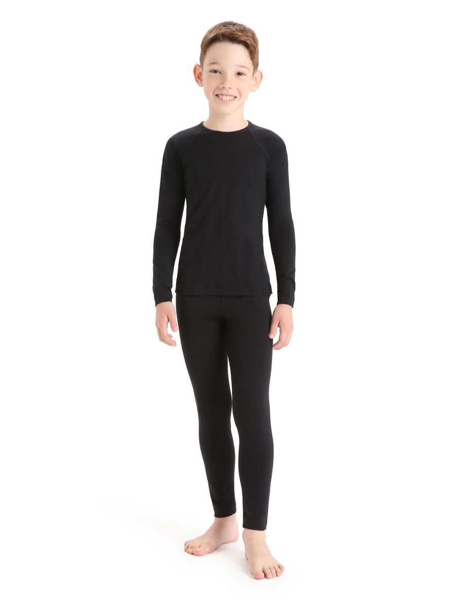 Long Sleeve Icebreaker Merino 200 Oasis Crewe Thermal Top Enfant Noir | FR 1945KORI